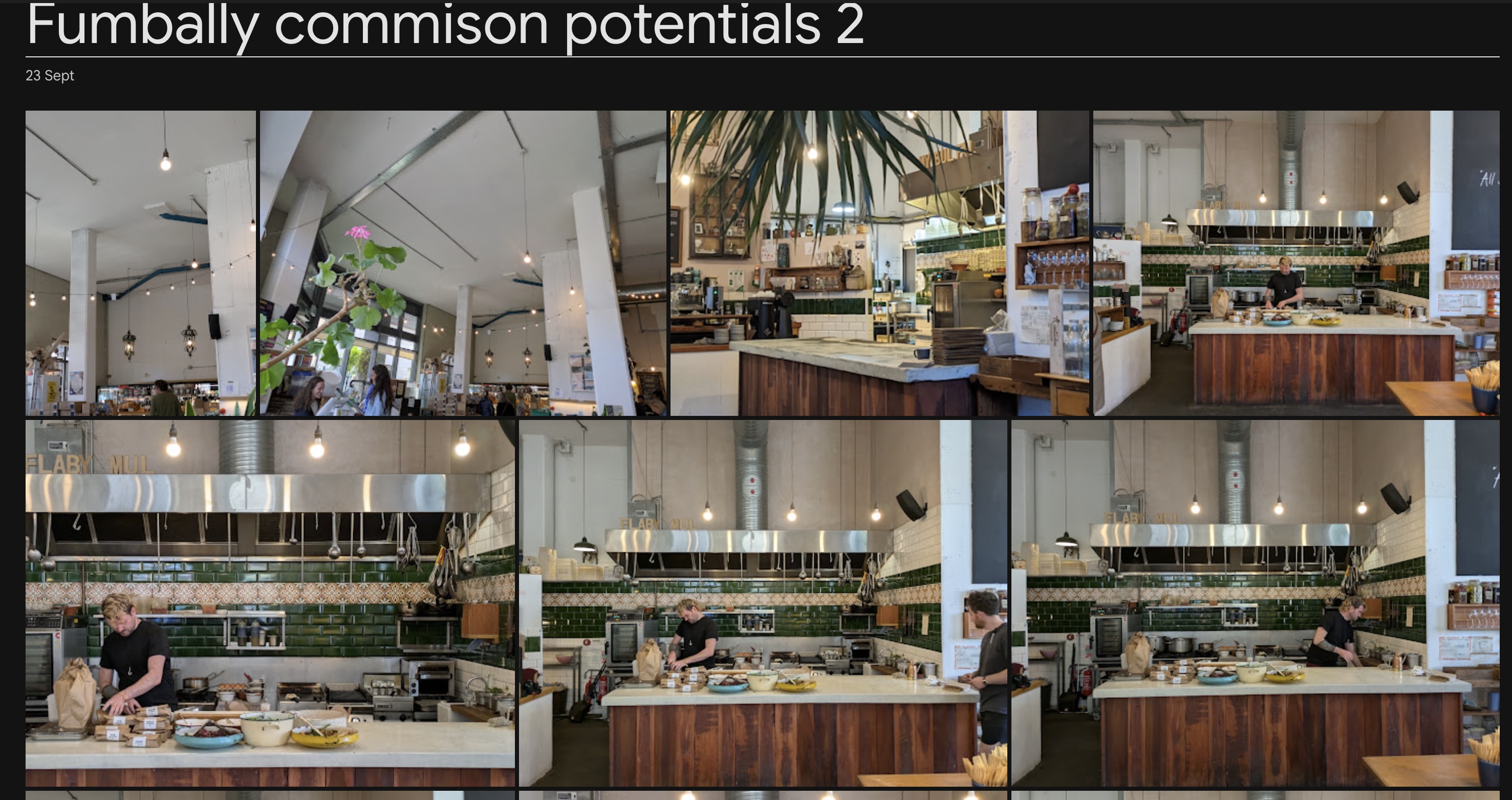 Potential composition options for Fumbally Kitchen