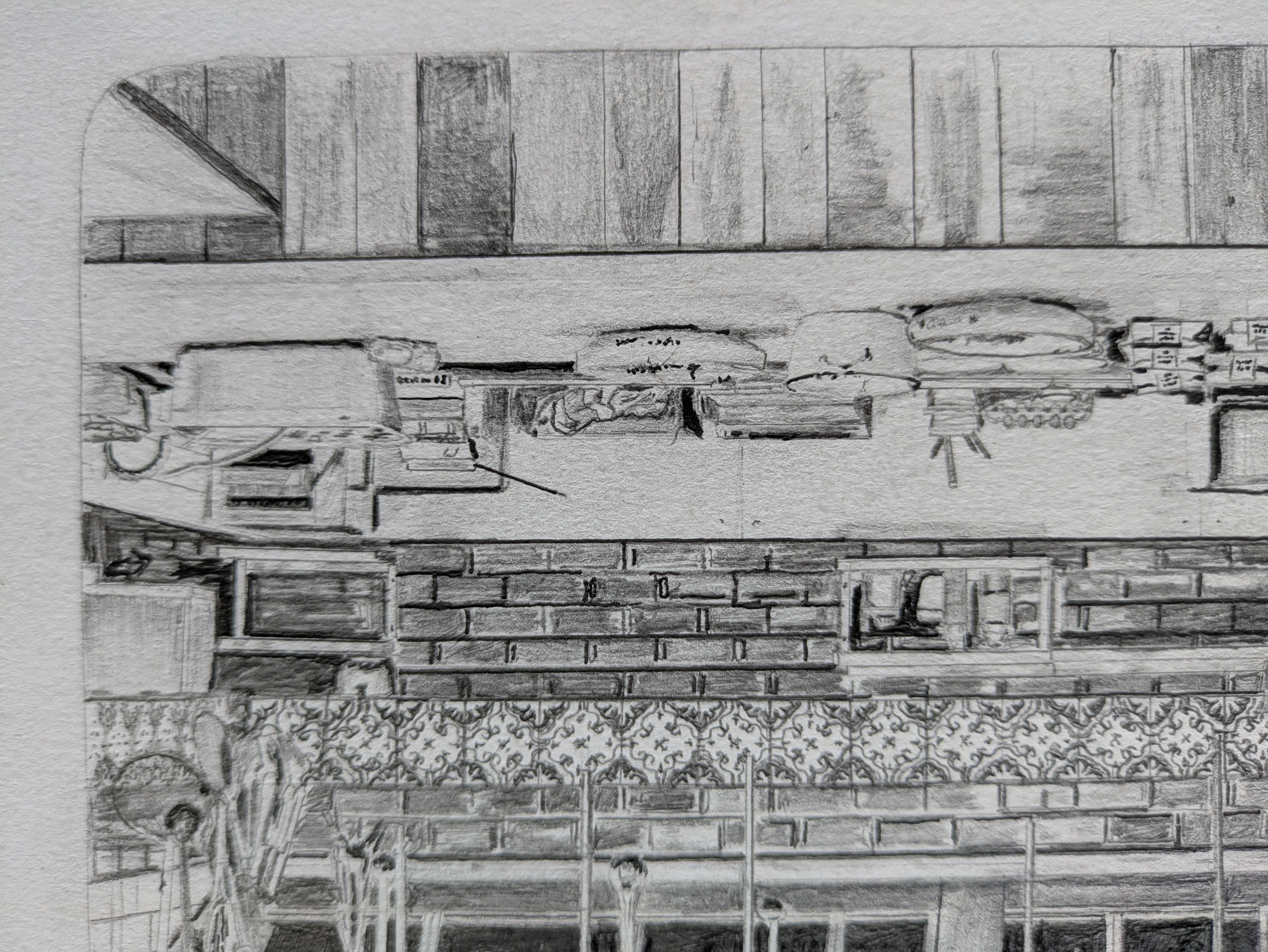 Detail close-up of the finished drawing