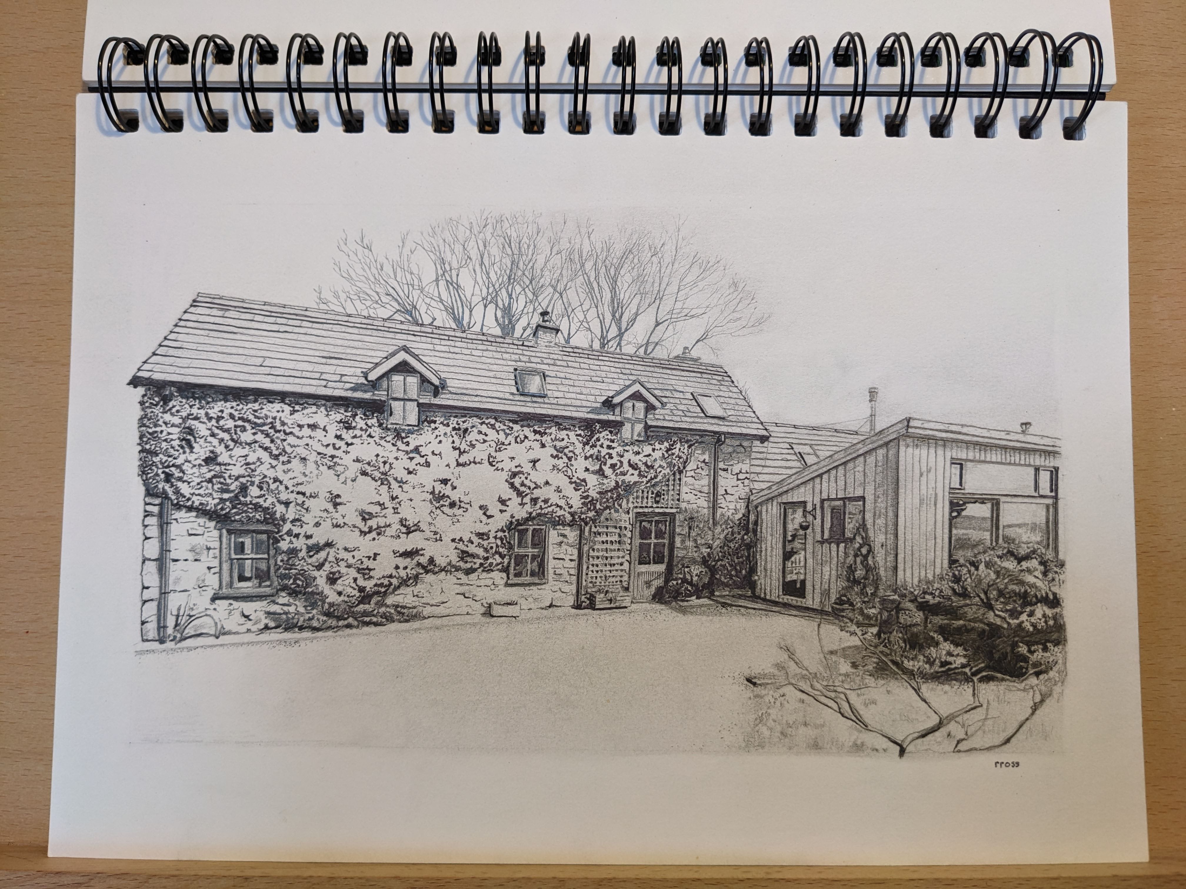 Completed cottage drawing before framing