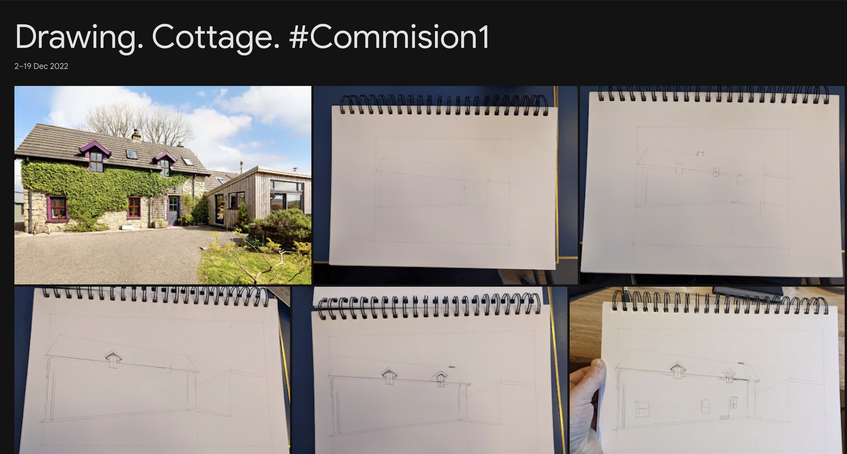 Process collage showing reference and progress
