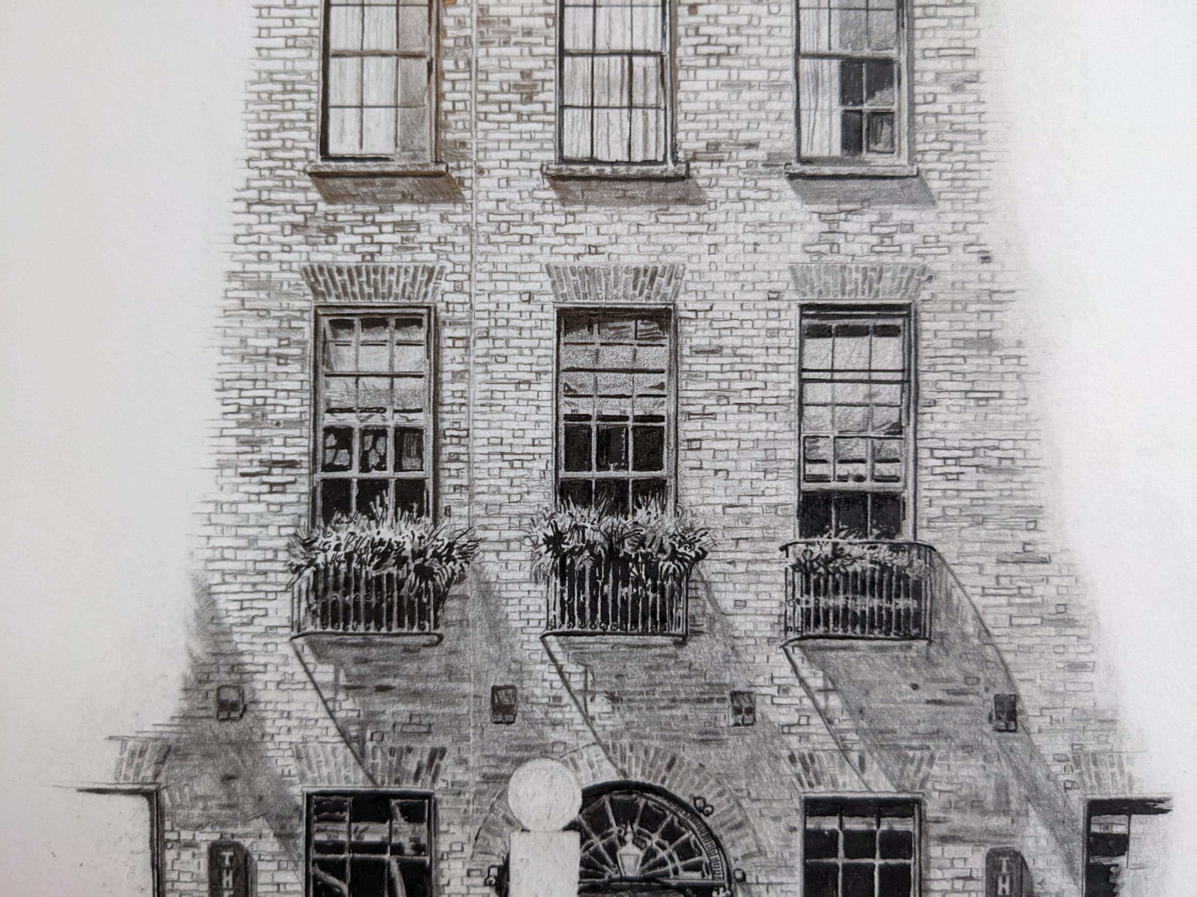 Close-up detail of Dean Hotel drawing